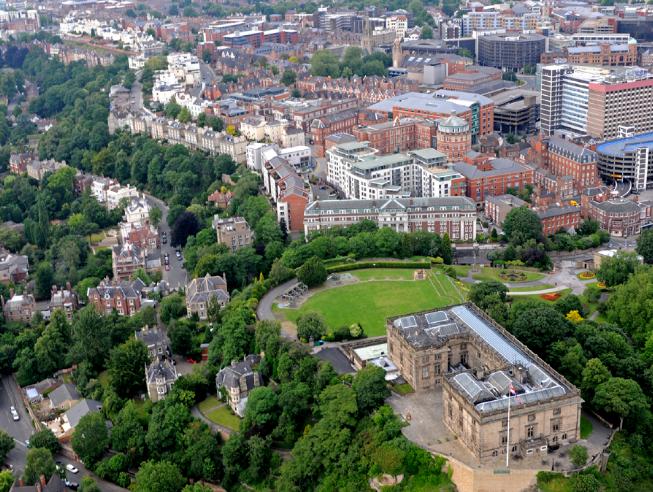 Aerial view of Nottingham